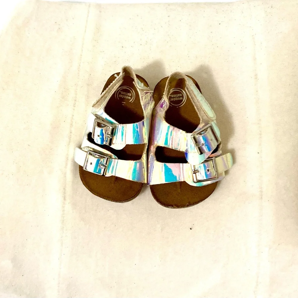WONDER NATION Baby Hologram Fluorescent Bucke Sandals. Size 2